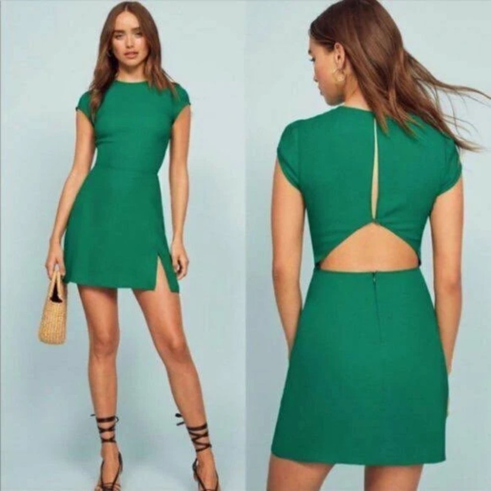 Reformation Green Mini Dress